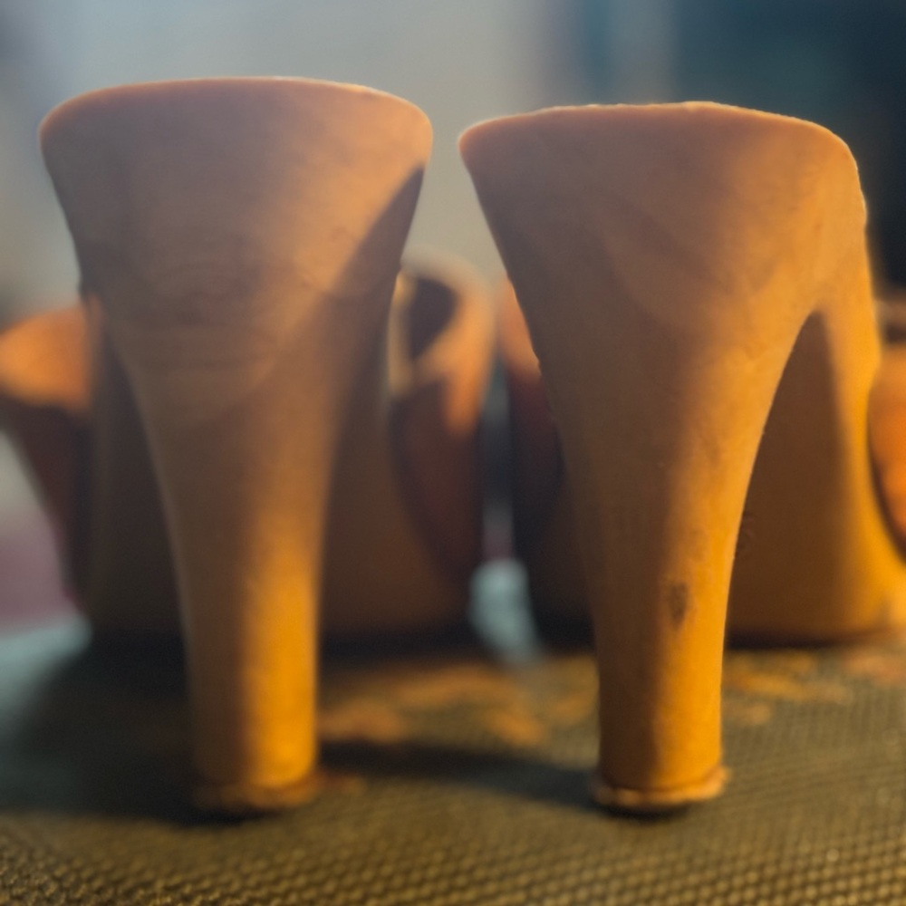Vintage 1970’s Heeled Clogs Sandals Wood and Leather - Picture 5 of 8